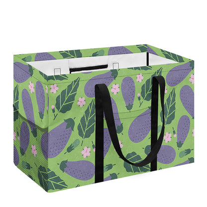 Eggplant With Leaves And Flowers Print Utility Tote Bag
