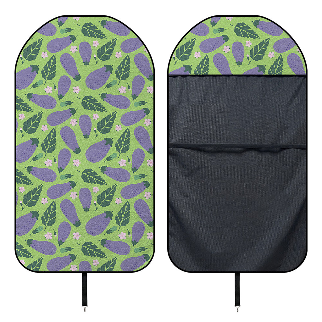 Eggplant With Leaves And Flowers Print Waterproof Car Seat Cover