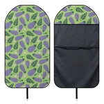 Eggplant With Leaves And Flowers Print Waterproof Car Seat Cover