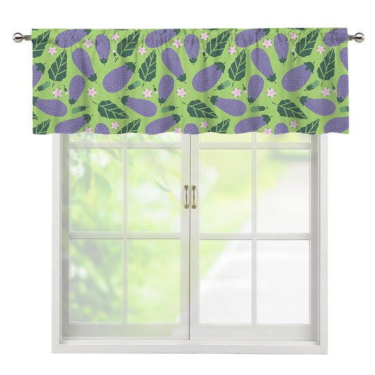 Eggplant With Leaves And Flowers Print Window Valance