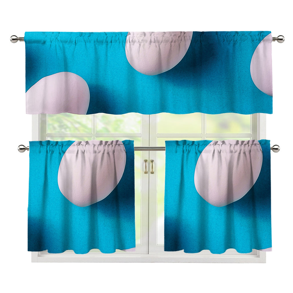 Eggs Pattern Print 3 Piece Kitchen Curtains