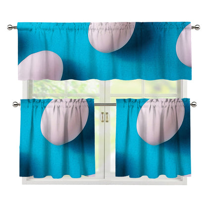 Eggs Pattern Print 3 Piece Kitchen Curtains
