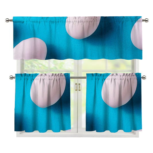 Eggs Pattern Print 3 Piece Kitchen Curtains