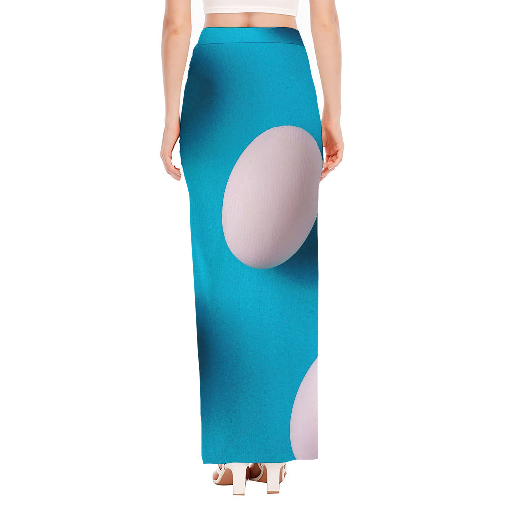 Eggs Pattern Print High Slit Maxi Skirt