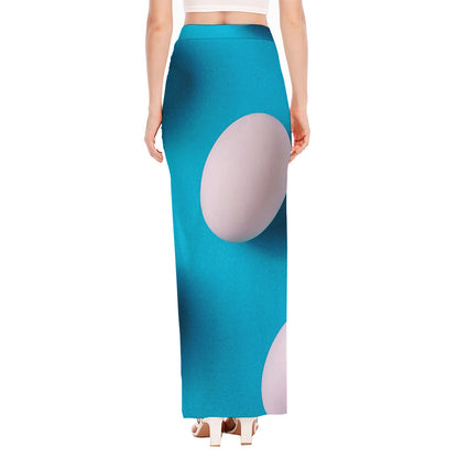 Eggs Pattern Print High Slit Maxi Skirt