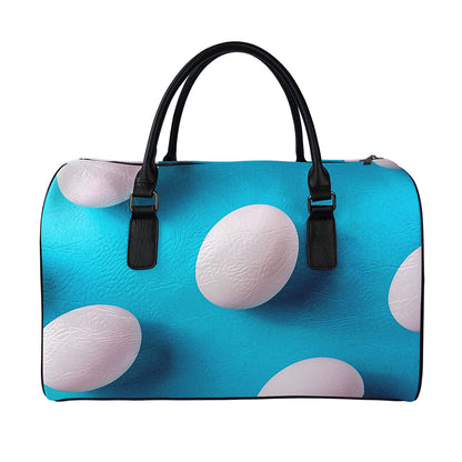 Eggs Pattern Print Leather Duffle Bag