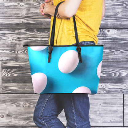 Eggs Pattern Print Leather Tote Bag