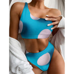 Eggs Pattern Print One Shoulder Bikini Top