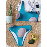 Eggs Pattern Print One Shoulder Bikini Top