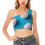 Eggs Pattern Print One Shoulder Crop Top