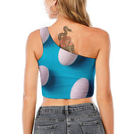 Eggs Pattern Print One Shoulder Crop Top