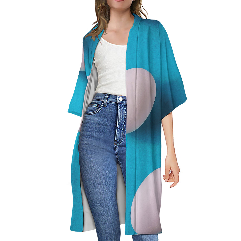 Eggs Pattern Print Open Front Beach Cover Up
