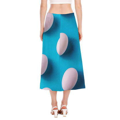 Eggs Pattern Print Side Slit Midi Skirt