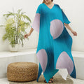 Eggs Pattern Print Silk V-Neck Kaftan Dress