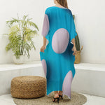 Eggs Pattern Print Silk V-Neck Kaftan Dress