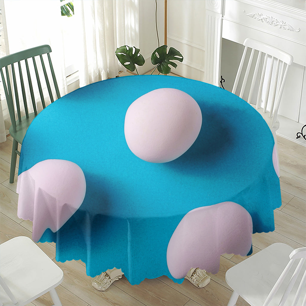 Eggs Pattern Print Waterproof Round Tablecloth