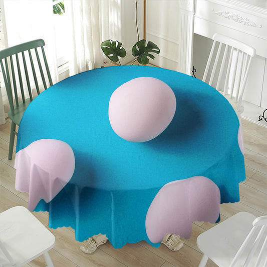Eggs Pattern Print Waterproof Round Tablecloth