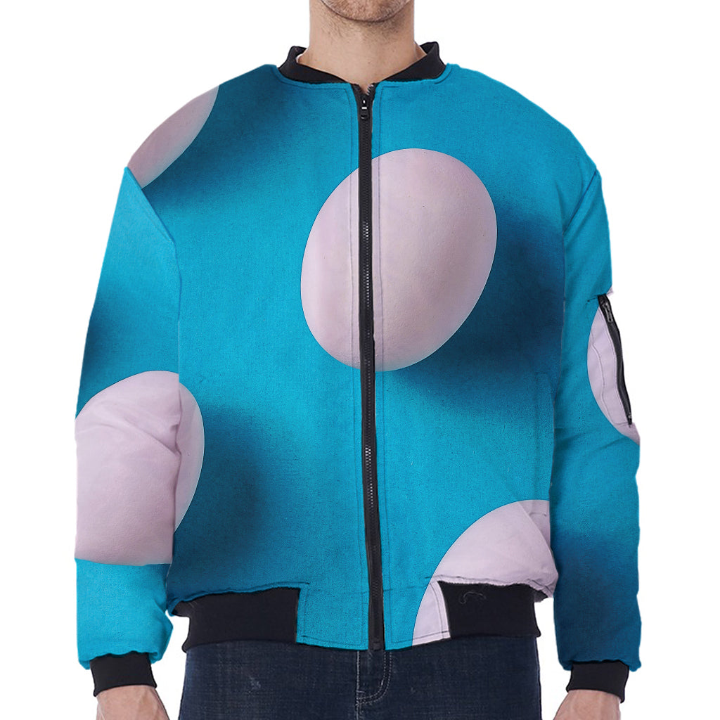 Eggs Pattern Print Zip Sleeve Bomber Jacket