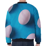 Eggs Pattern Print Zip Sleeve Bomber Jacket