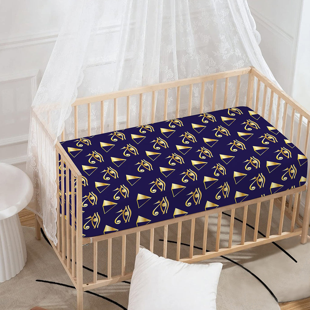 Egypt Eye Of Horus Pattern Print Baby Crib Sheet