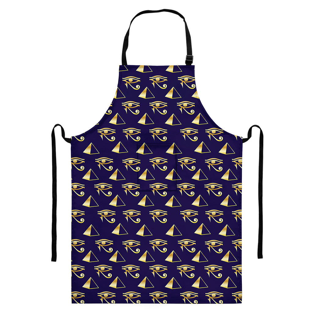 Egypt Eye Of Horus Pattern Print Bib Apron With Pocket