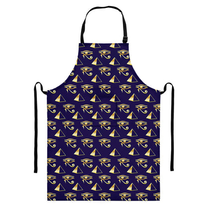 Egypt Eye Of Horus Pattern Print Bib Apron With Pocket