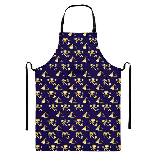 Egypt Eye Of Horus Pattern Print Bib Apron With Pocket
