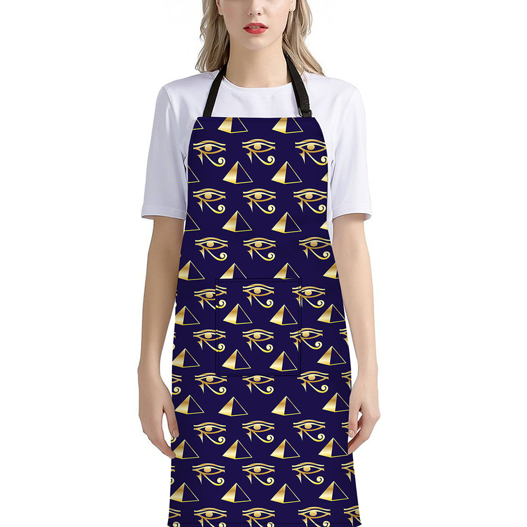 Egypt Eye Of Horus Pattern Print Bib Apron With Pocket
