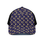 Egypt Eye Of Horus Pattern Print Black Mesh Trucker Cap