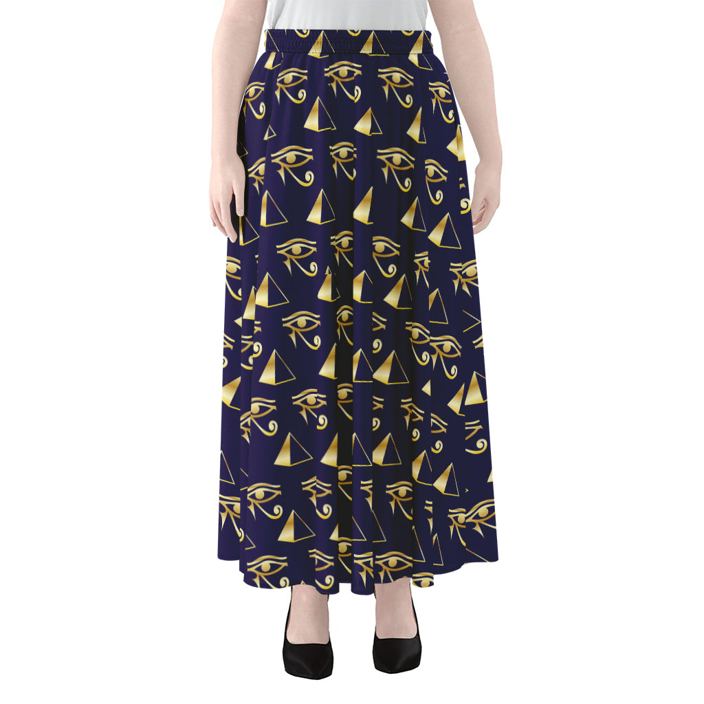 Egypt Eye Of Horus Pattern Print Chiffon Maxi Skirt