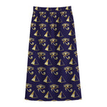 Egypt Eye Of Horus Pattern Print Cotton Front Slit Maxi Skirt