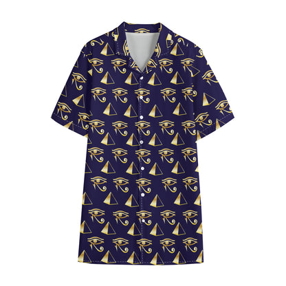 Egypt Eye Of Horus Pattern Print Cotton Hawaiian Shirt