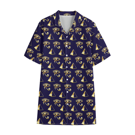 Egypt Eye Of Horus Pattern Print Cotton Hawaiian Shirt