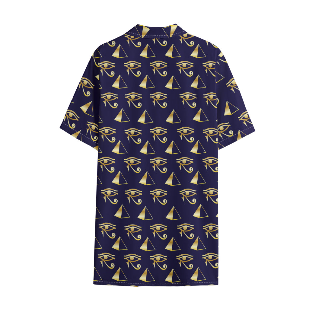 Egypt Eye Of Horus Pattern Print Cotton Hawaiian Shirt