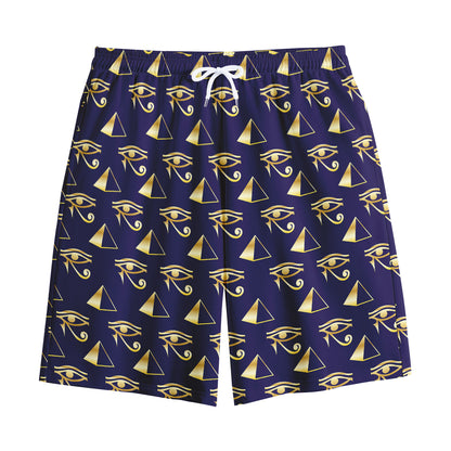 Egypt Eye Of Horus Pattern Print Cotton Shorts