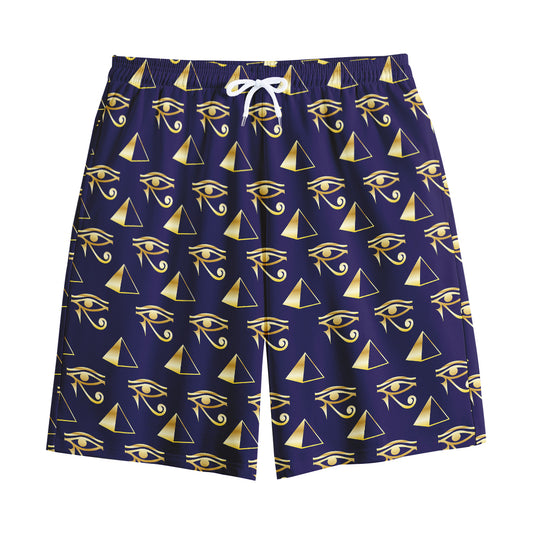 Egypt Eye Of Horus Pattern Print Cotton Shorts
