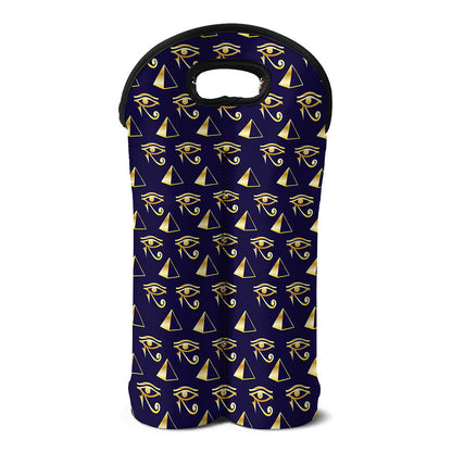 Egypt Eye Of Horus Pattern Print Double Neoprene Wine Tote