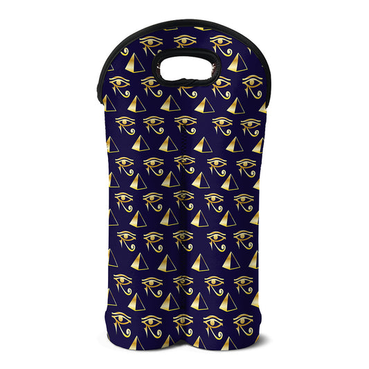 Egypt Eye Of Horus Pattern Print Double Neoprene Wine Tote