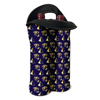 Egypt Eye Of Horus Pattern Print Double Neoprene Wine Tote