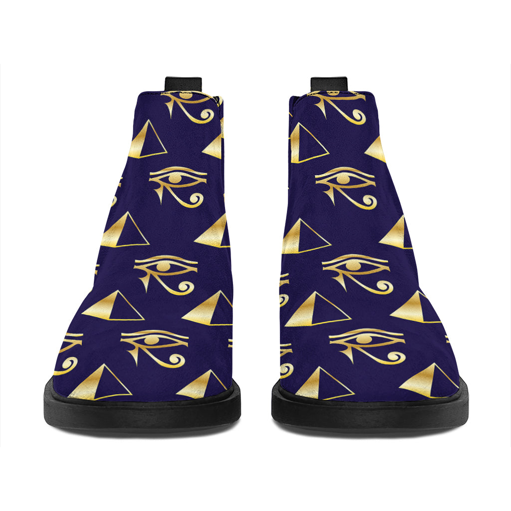 Egypt Eye Of Horus Pattern Print Flat Ankle Boots