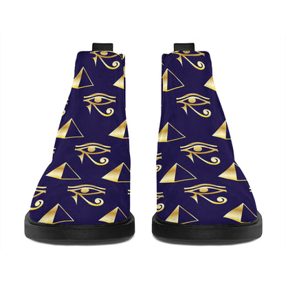 Egypt Eye Of Horus Pattern Print Flat Ankle Boots
