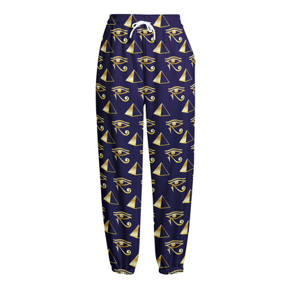 Egypt Eye Of Horus Pattern Print Fleece Lined Knit Pants