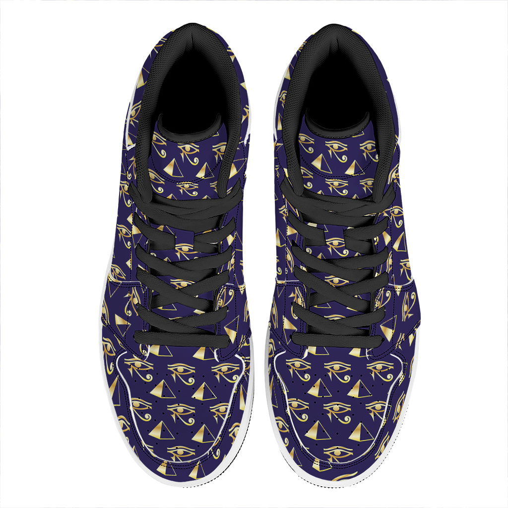 Egypt Eye Of Horus Pattern Print High Top Leather Sneakers