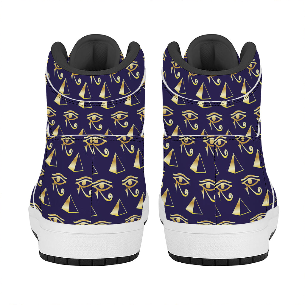 Egypt Eye Of Horus Pattern Print High Top Leather Sneakers
