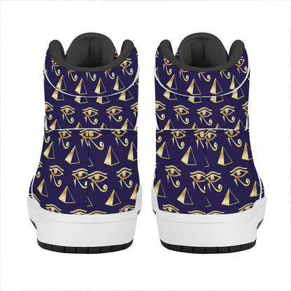 Egypt Eye Of Horus Pattern Print High Top Leather Sneakers