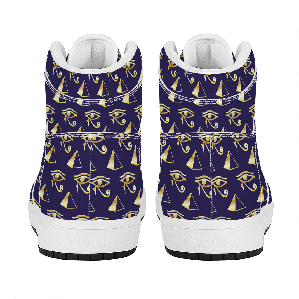 Egypt Eye Of Horus Pattern Print High Top Leather Sneakers