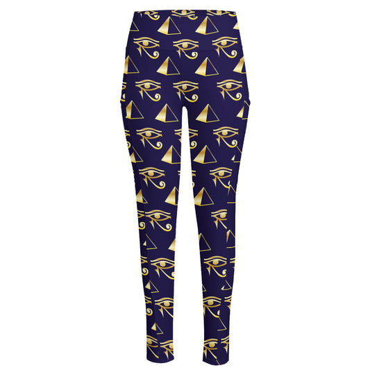 Egypt Eye Of Horus Pattern Print High-Waisted Pocket Leggings