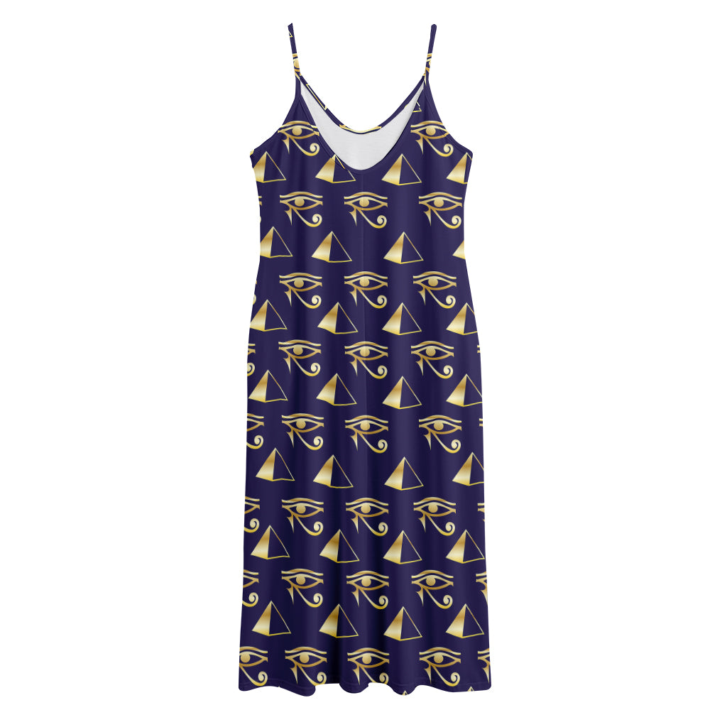 Egypt Eye Of Horus Pattern Print Jersey Midi Cami Dress