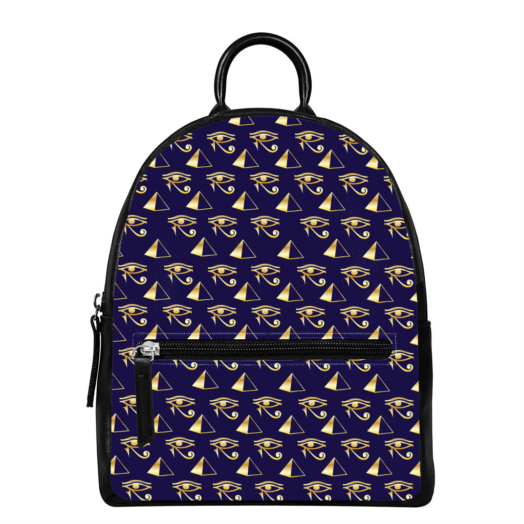 Egypt Eye Of Horus Pattern Print Leather Backpack