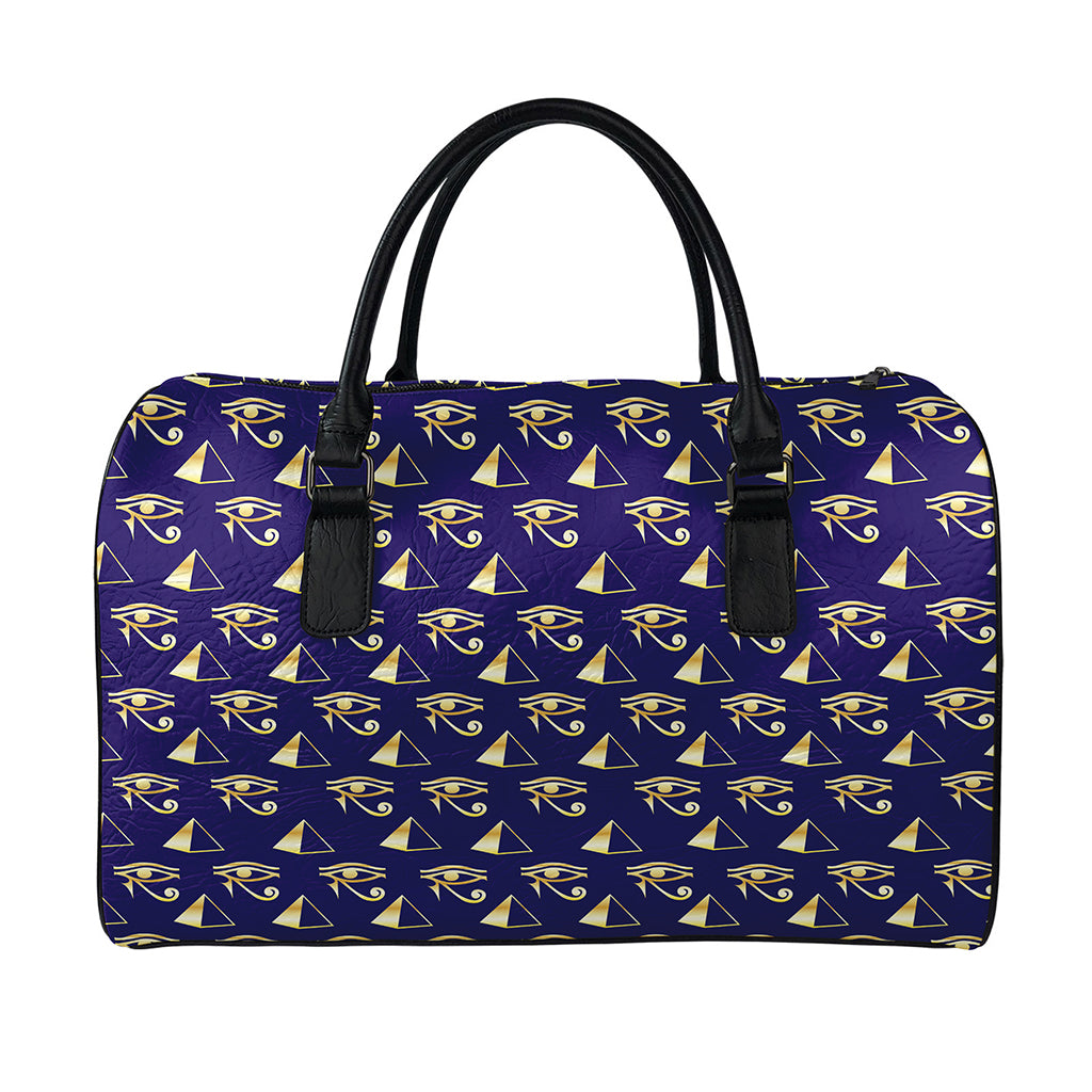 Egypt Eye Of Horus Pattern Print Leather Duffle Bag